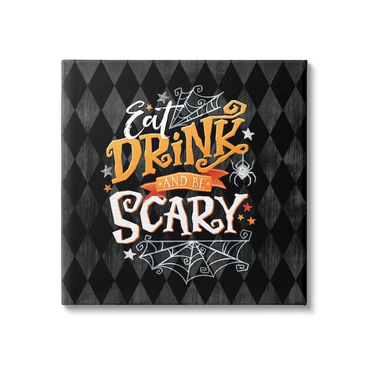 Stupell Industries Eat Drink Be Scary Halloween Pattern Canvas Wall Art